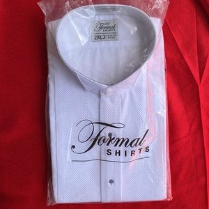 Brand new 2XL-3 Formal Shirts white pique wingtip tuxedo shirt for men